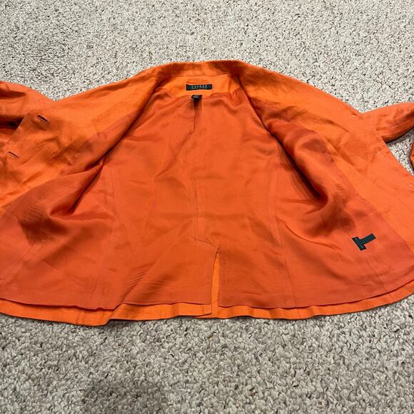 Lauren Ralph Lauren 100% Linen Blazer Orange Sz 4 Preppy Old Money Quiet Luxury - Picture 6 of 6